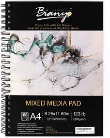 img 4 attached to 🎨 Bianyo Mixed Media Paper Pad, A4 (8.26" X 11.69"), 60 Sheets, 123 LB/200 GSM, Pack of 1 - Spiral-Bound Pad for Art Marker, Watercolor, Acrylic, Pastel & Pencil