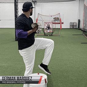 img 2 attached to PowerNet German Marquez Pitching Pad: Premium 4-pocket Baseball Softball Training Tool for All Ages - Hangable in Cages or Practice Nets - Realistic Catcher Experience