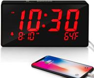 ⏰ red led digital alarm clock with usb charger & temperature: perfect for bedroom & living room logo