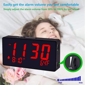 img 3 attached to ⏰ Red LED Digital Alarm Clock with USB Charger & Temperature: Perfect for Bedroom & Living Room