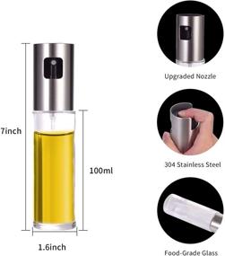 img 2 attached to 🍶 100ml Food-grade Glass Oil Spray Bottle for Cooking – Portable and Best Kitchen Gadgets for BBQ, Air Fryer