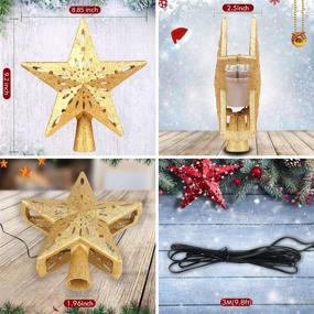 img 1 attached to 🎄 Rotating Snowflakes LED Projector Christmas Tree Topper, Decorative Christmas Tree Toppers, 3D Gold Star Xmas Tree Decoration