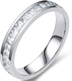 img 1 attached to 💍 Кольцо Eternal Wedding Band с камнем ЗП-формы, инкрустированное кубическим цирконием 6 мм из нержавеющей стали от Jude Jewelers.