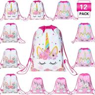 🦄 magigift unicorn party favor drawstring gift bags for kids party decoration (12 pack) logo