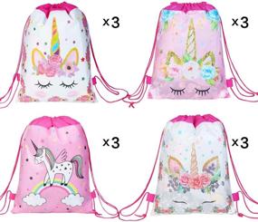 img 2 attached to 🦄 Magigift Unicorn Party Favor Drawstring Gift Bags for Kids Party Decoration (12 Pack)