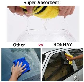 img 2 attached to 🚗 Premium Microfiber Car Towels by Honmay - Lint-Free, Super Absorbent & Versatile for Car, Windows, Screen & Kitchen - Pack of 3, Size 12In x 16In
