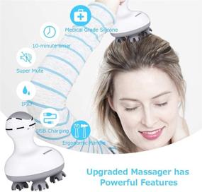 img 2 attached to 🙌 Cordless Electric Scalp Head Massager, Haofy IPX7 Waterproof Handheld Scratcher with 4 Heads and 84 Nodes for Hair Growth Stimulation, Muscle Pain Relief on Back, Shoulders, Calves