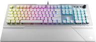 💻 roccat vulcan 122 aimo tactile mechanical titan switch full-size gaming keyboard – white/silver with per-key rgb lighting, anodized aluminum top plate, and detachable palm rest logo
