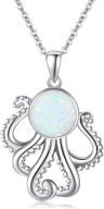 🐙 stunning opal octopus necklace: 925 sterling silver sea animal pendant - exquisite jewelry & gift for women and girls logo