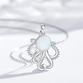 img 2 attached to 🐙 Stunning Opal Octopus Necklace: 925 Sterling Silver Sea Animal Pendant - Exquisite Jewelry & Gift for Women and Girls