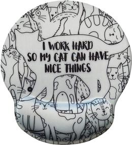 img 4 attached to Eleville Ergonomic Mouse Pad I Work Hard So My Cat Can Have Nice Things Funny Saying Memory Foam Wrist Rest Lycra Cloth Top And Non-Slip Base Cute Fashionable Design For Gaming Office Home Emp3