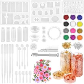 img 4 attached to 🎉 Thrilez 131 Pcs Resin Jewelry Making Kit: Silicone Molds, Dried Flowers, Gold Flakes, and Tools for Epoxy Casting