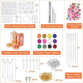 img 3 attached to 🎉 Thrilez 131 Pcs Resin Jewelry Making Kit: Silicone Molds, Dried Flowers, Gold Flakes, and Tools for Epoxy Casting