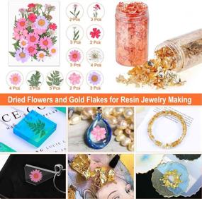 img 2 attached to 🎉 Thrilez 131 Pcs Resin Jewelry Making Kit: Silicone Molds, Dried Flowers, Gold Flakes, and Tools for Epoxy Casting