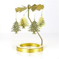 🎄 christmas tree rotating candlestick jar candle topper - spinning tea light gold candle holder логотип