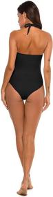 img 1 attached to 👙 B2prity Women's Tummy Control One Piece Swimsuit with Halter Neck and Ruched Swimwear Design