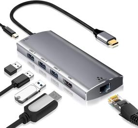 img 4 attached to 💻 6-в-1 адаптер USB C Hub с 4K HDMI, 3 портами USB 3.0, зарядкой USB C PD, Ethernet - совместим с MacBook Pro 2019/18, Chromebook и другими устройствами с разъемом Type-C