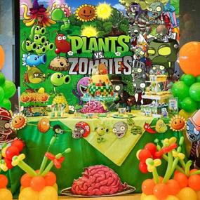 img 1 attached to 🌿 Captivating Plants vs. Zombies Backdrop: PVZ Poster for Unforgettable 1st Boys Newborn Kids Baby Shower Party Home Decorations, Photography Studio Background, and Memorable Photo Props Banner (Set of 3)
