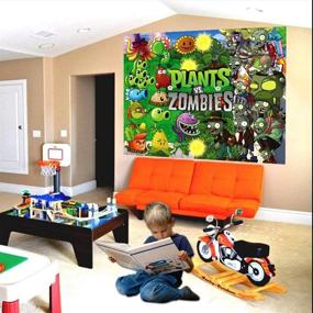 img 2 attached to 🌿 Captivating Plants vs. Zombies Backdrop: PVZ Poster for Unforgettable 1st Boys Newborn Kids Baby Shower Party Home Decorations, Photography Studio Background, and Memorable Photo Props Banner (Set of 3)