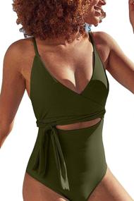 img 4 attached to ESONLAR Swimusit V Neck Swimwear Monokini Women's Clothing for Swimsuits & Cover Ups