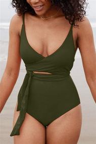 img 1 attached to ESONLAR Swimusit V Neck Swimwear Monokini Women's Clothing for Swimsuits & Cover Ups