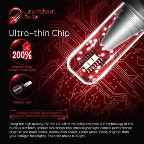 img 2 attached to 🔆 Лампа LED Lightning Dark 9007 (HB5) - 8000LM безвентиляторный набор преобразования с чипами CSP Y19, ксеноново-белый свет 6500K, упаковка из 2 ламп - замена галогеновой.