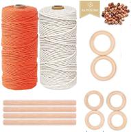 complete macrame cord kit: 62 pcs/set, 2 x 100m of white+orange natural macrame rope 3mm – ideal for wall decor, plant hangers, knitting, and decorative projects logo