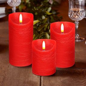 img 3 attached to Red Flameless Candles Set Of 3 (D:3&#34