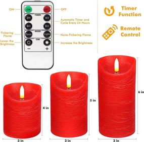 img 1 attached to Red Flameless Candles Set Of 3 (D:3&#34