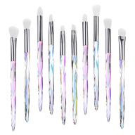 💄 makeup eye brush set - kingtree 10-piece diamond handle eyeshadow eyeliner blending crease makeup brushes: professional cosmetics eyebrow lip make up tools logo