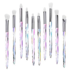 img 4 attached to 💄 Makeup Eye Brush Set - Kingtree 10-Piece Diamond Handle Eyeshadow Eyeliner Blending Crease Makeup Brushes: Professional Cosmetics Eyebrow Lip Make Up Tools