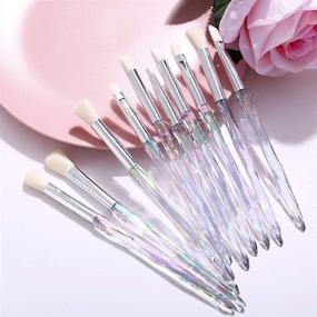 img 3 attached to 💄 Makeup Eye Brush Set - Kingtree 10-Piece Diamond Handle Eyeshadow Eyeliner Blending Crease Makeup Brushes: Professional Cosmetics Eyebrow Lip Make Up Tools