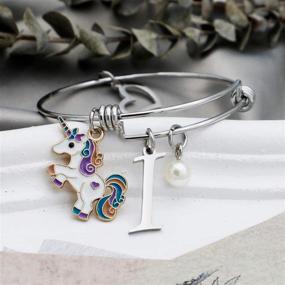 img 1 attached to 🦄 Enchanting Unicorn Bracelet Initial Pendant: Delightful Girls' Jewelry in Bracelets