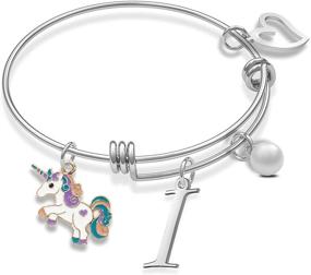 img 4 attached to 🦄 Enchanting Unicorn Bracelet Initial Pendant: Delightful Girls' Jewelry in Bracelets