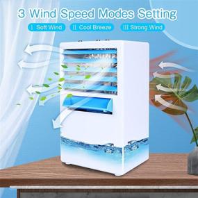 img 2 attached to 🌬️ Vodche Portable Air Conditioner Fan with Icebox - 4-in-1 Evaporative Air Cooler, 3 Fan Speeds - Quiet Mini AC for Home & Office, Portable Air Humidifier