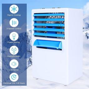 img 3 attached to 🌬️ Vodche Portable Air Conditioner Fan with Icebox - 4-in-1 Evaporative Air Cooler, 3 Fan Speeds - Quiet Mini AC for Home & Office, Portable Air Humidifier