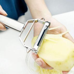 img 1 attached to 🔪 AnGeer Stainless Steel Vegetable Julienne Peeler with Double-Sided Blade and Fruit Slicing Function