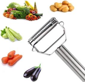 img 3 attached to 🔪 AnGeer Stainless Steel Vegetable Julienne Peeler with Double-Sided Blade and Fruit Slicing Function