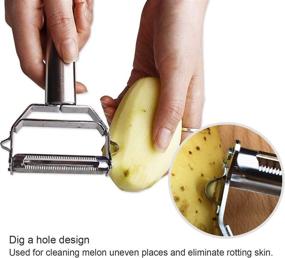 img 2 attached to 🔪 AnGeer Stainless Steel Vegetable Julienne Peeler with Double-Sided Blade and Fruit Slicing Function