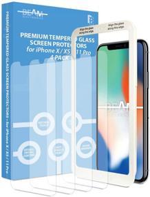 img 4 attached to 📱 Премиум 4 пакета закаленного стекла защитный экран для iPhone X/XS/11 Pro от Beam Electronics - 99% точность нажатия, легкий лоток для установки и включенные аксессуары