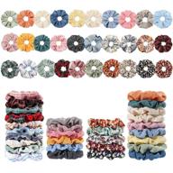 🎀 30 pc hair scrunchies set: cotton, linen & chiffon flower, elastic hair ties for women or girls | hair accessories for ponytail | perfect holiday gift logo