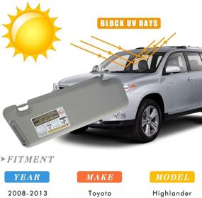 img 1 attached to 🌞 Highlander 2008-2013 Left Driver Side Sun Visor Replacement with Light - Gray