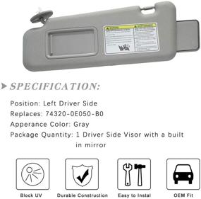img 2 attached to 🌞 Highlander 2008-2013 Left Driver Side Sun Visor Replacement with Light - Gray
