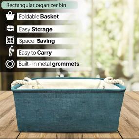 img 2 attached to 📦 Turquoise Linen Storage Basket - Ideal Closet Organizer for Clothes, Towels, Toys - Kids Room Storage Solution - 14.2(L) x 10.2(W) x 6.3(H) inch