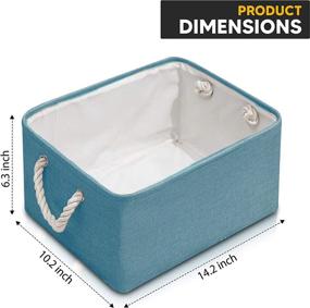 img 3 attached to 📦 Turquoise Linen Storage Basket - Ideal Closet Organizer for Clothes, Towels, Toys - Kids Room Storage Solution - 14.2(L) x 10.2(W) x 6.3(H) inch