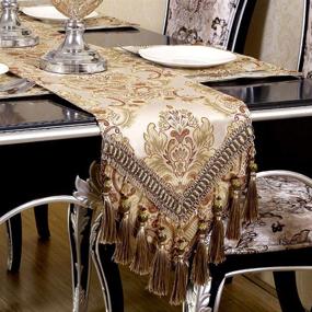 img 4 attached to 🏡 OZXCHIXU European Jacquard Multi Tassels Embroidered: Luxurious Elegance for Your Home!