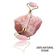 🌹 gingerchi jade roller: 100% natural rose quartz facial tool for anti-aging - handmade skin care roller for eyes, cheeks, forehead & neck logo