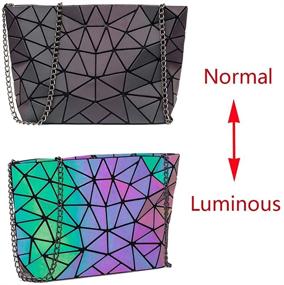 img 1 attached to 🌈 Stunning Geometric Holographic Luminesk Satchels - Reflective Women's Handbags & Wallets