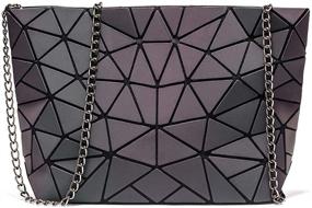 img 3 attached to 🌈 Stunning Geometric Holographic Luminesk Satchels - Reflective Women's Handbags & Wallets