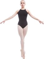 🩰 dance favorite gymnastics ballet leotard - black cotton spandex, o-shape back logo